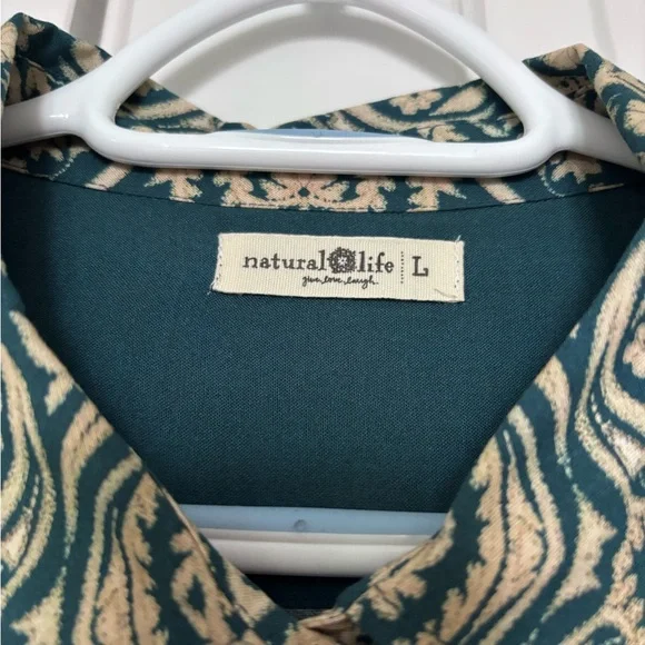 NATURAL LIFE Madras Midi Shirt Dress. Full button front. Size L - Picture 3 of 7